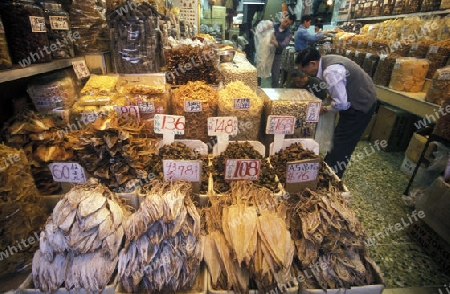 a food Market in central in Hong Kong in the south of China in Asia.