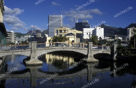 Das Stadtzentrum der Hauptstadt Port Louis an der Westkueste von Mauritius   