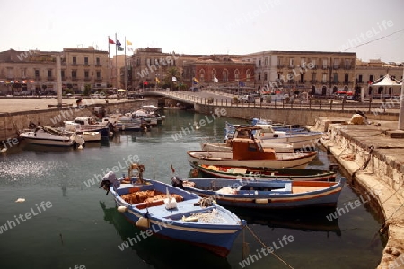 the old Town of Siracusa in Sicily in south Italy in Europe.