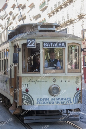 the city funicular city train in the city centre of Porto in Porugal in Europe.