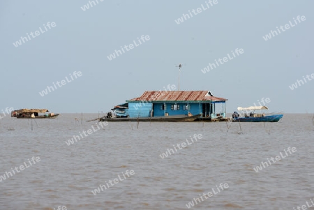 A Restaurant on the Lake Village Kompong Pluk at the Lake Tonle Sap near the City of Siem Riep in the west of Cambodia.