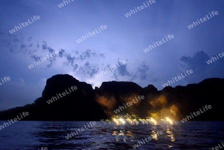 a storm at the Hat Tom Sai Beach at Railay near Ao Nang outside of the City of Krabi on the Andaman Sea in the south of Thailand. 