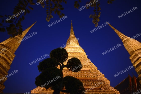 Die Tempelanlage des Wat Pho in der Hauptstadt Bangkok von Thailand in Suedostasien.