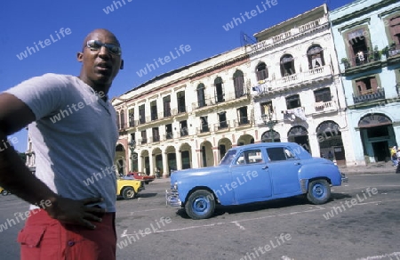 old cars in the old townl of the city of Havana on Cuba in the caribbean sea.