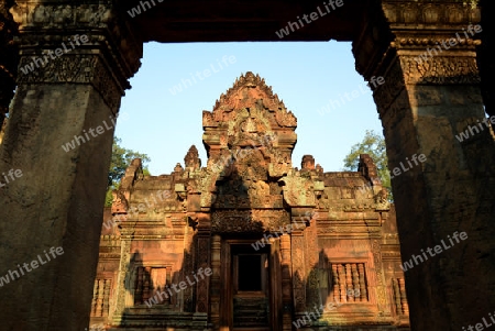 The Tempel Ruin of  Banteay Srei about 32 Km north of the Temple City of Angkor near the City of Siem Riep in the west of Cambodia.