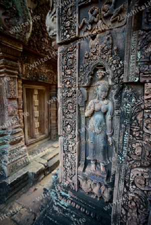 The Tempel Ruin of  Banteay Srei about 32 Km north of the Temple City of Angkor near the City of Siem Riep in the west of Cambodia.