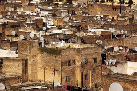 The Medina of old City in the historical Town of Fes in Morocco in north Africa.