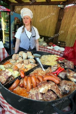 fresh food on a Summer Festival in a Parc in the old City of Vilnius in the Baltic State of Lithuania,  