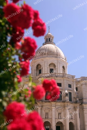 Die Kirche Igreija de Santa Engracia in der  Altstadt von Alfama in der Innenstadt der Hauptstadt Lissabon in Portugal.      