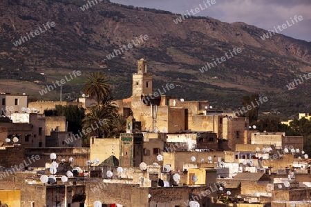 The Medina of old City in the historical Town of Fes in Morocco in north Africa.