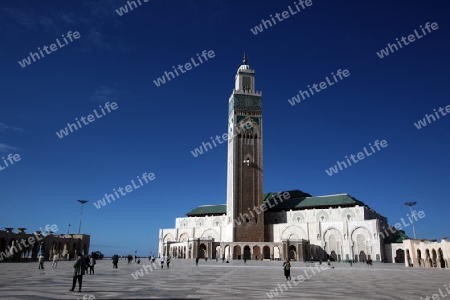 The Hassan 2 Mosque in the City of Casablanca in Morocco , North Africa.