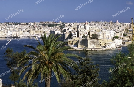 The centre of the Old Town of the city of Valletta on the Island of Malta in the Mediterranean Sea in Europe.
