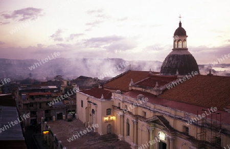 the cathedral in the city centre in the city of Santiago de Cuba on Cuba in the caribbean sea.