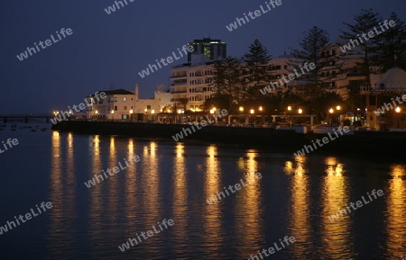 The City of Arrecife on the Island of Lanzarote on the Canary Islands of Spain in the Atlantic Ocean. on the Island of Lanzarote on the Canary Islands of Spain in the Atlantic Ocean.
