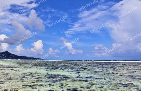 Sunny day beach view on the paradise islands Seychelles.