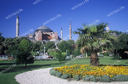 Die Moschee Aya Sofya im Stadtteil Sulranahmet in Istanbul in der Tuerkey.