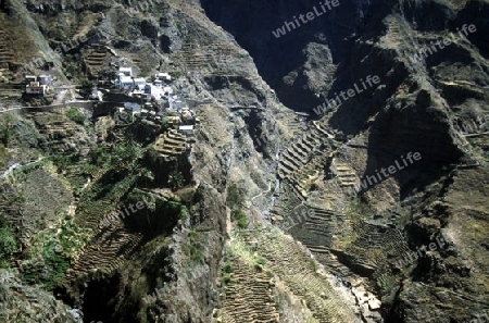 the  Village of Fontainas near  Ribeira Grande on the Island of Santo Antao in Cape Berde in the Atlantic Ocean in Africa.