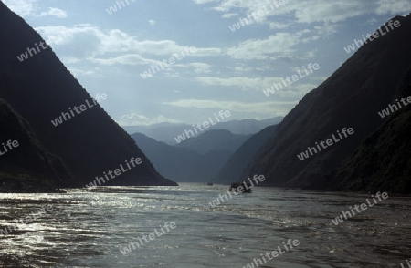 the landscape of the yangzee river in the three gorges valley up of the three gorges dam projecz in the province of hubei in china.