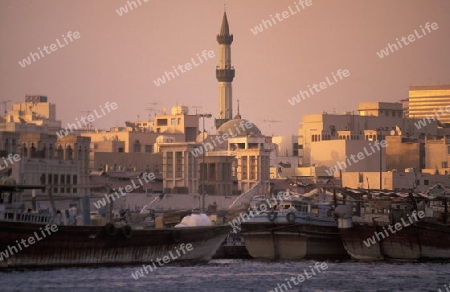 the old town in the city of Dubai in the Arab Emirates in the Gulf of Arabia.