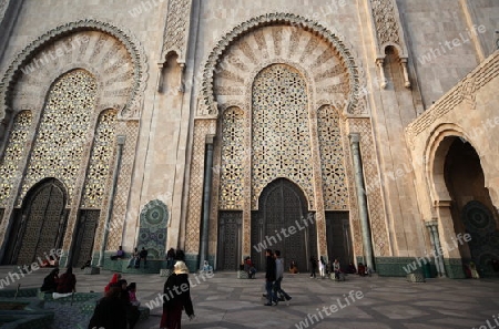 The Hassan 2 Mosque in the City of Casablanca in Morocco , North Africa.