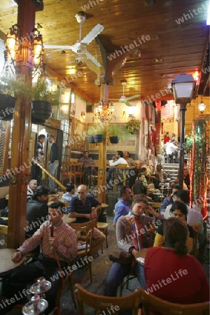  Ein traditionelles Cafe im Souq und Altstadt von Damaskus in der Hauptstadt von Syrien. 