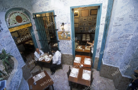 the Bar La Bodeguita del medio in the city of Havana on Cuba in the caribbean sea.