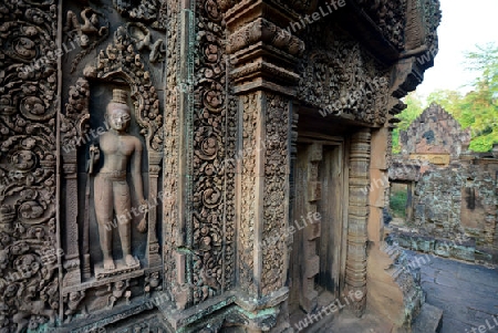 The Tempel Ruin of  Banteay Srei about 32 Km north of the Temple City of Angkor near the City of Siem Riep in the west of Cambodia.