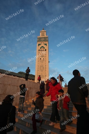 The Hassan 2 Mosque in the City of Casablanca in Morocco , North Africa.