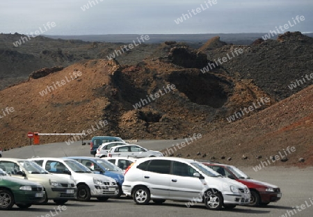 The  Vulkan National Park Timanfaya on the Island of Lanzarote on the Canary Islands of Spain in the Atlantic Ocean. on the Island of Lanzarote on the Canary Islands of Spain in the Atlantic Ocean.
