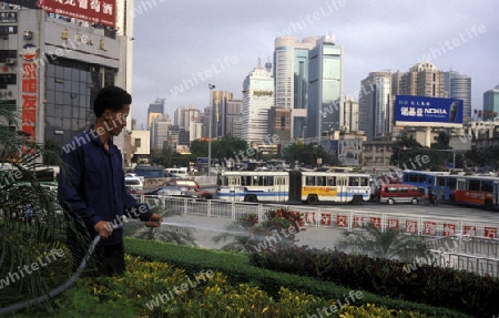 the city of Shenzhen north of Hongkong in the province of Guangdong in china in east asia. 