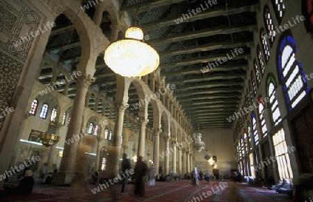 Die Umayyad Moschee in der Hauptstadt Damaskus in Syrien im Nahen Osten.