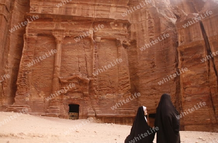 the street of Facades or Necropolis in the Temple city of Petra in Jordan in the middle east.