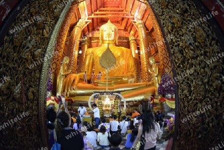 A allday ceremony in the Wat Phanan Choeng Temple in City of Ayutthaya in the north of Bangkok in Thailand, Southeastasia.