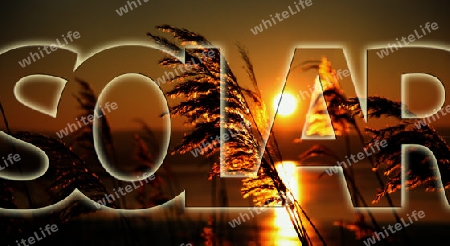 SOLAR written fine on a sunset background - ideal for more atmosphere on your website or presentation