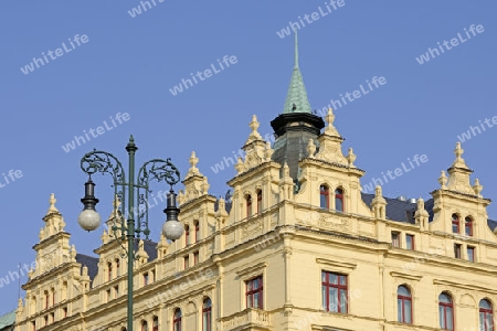 prachtvolle Jugendstilhaeuder und Fassaden am Platz der Republik , Prag, Tschechische Republik, Tschechien, Boehmen,  Europa