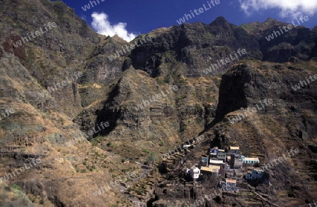 the  Village of Fontainas near  Ribeira Grande on the Island of Santo Antao in Cape Berde in the Atlantic Ocean in Africa.