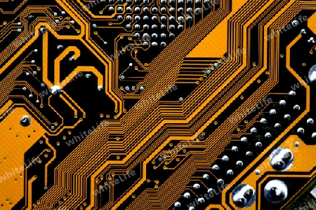 detail of the circuits of a computer motherboard