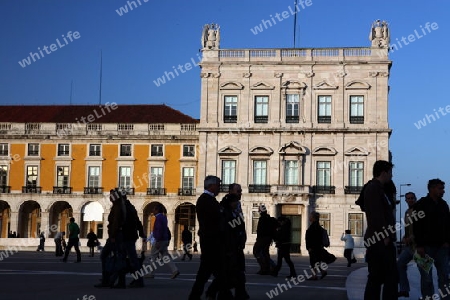 Der Praca do Comercio in der Innenstadt der Hauptstadt Lissabon in Portugal.      