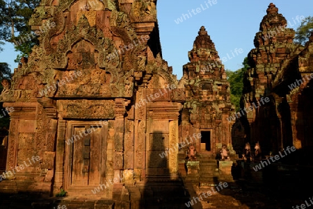 The Tempel Ruin of  Banteay Srei about 32 Km north of the Temple City of Angkor near the City of Siem Riep in the west of Cambodia.