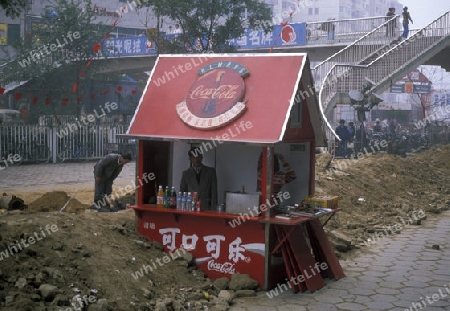 a coca cola shop in the city centre of the city centre of Zhengzhou in the province of Hubei in china in east asia. 