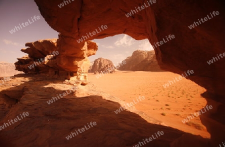 The Landscape of the Wadi Rum Desert in Jordan in the middle east.