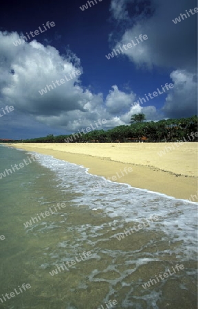 Ein Strand in Nusa Dua im Sueden der Insel Bali in Indonesien in Suedostasien.