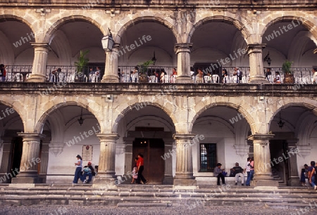 the main square in the old town in the city of Antigua in Guatemala in central America.   