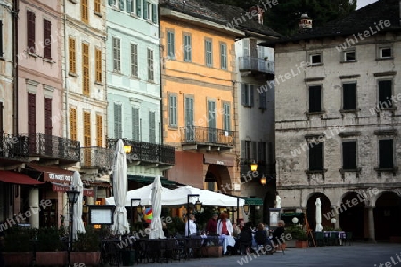 The Square in the Fishingvillage of Orta on the Lake Orta in the Lombardia  in north Italy. 