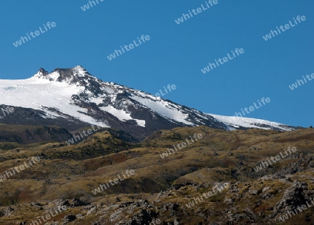 Der Westen Islands, Blick auf den Vulkan und Gletscher Sn?fellsj?kull am westlichen Ende der Halbinsel Sn?fellsnes