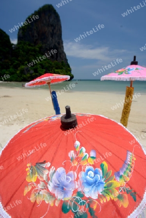 The Hat Railay Leh Beach at Railay near Ao Nang outside of the City of Krabi on the Andaman Sea in the south of Thailand. 