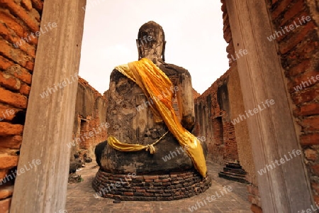 Der Wat Chetharam Tempel in der Tempelstadt Ayutthaya noerdlich von Bangkok in Thailand. 