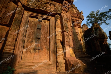 The Tempel Ruin of  Banteay Srei about 32 Km north of the Temple City of Angkor near the City of Siem Riep in the west of Cambodia.