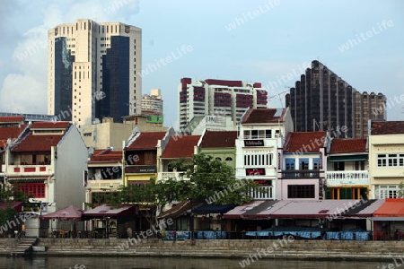 Asien, Suedost, Singapur, Insel, Staat, Stadt, City, Skyline, Zentrum, Boat Quay, Bankenviertel, Promenade, Restaurant,