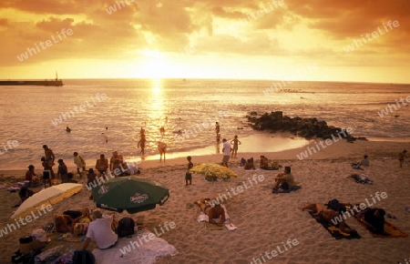 a Beach near St Gilles les Bains on the Island of La Reunion in the Indian Ocean in Africa.